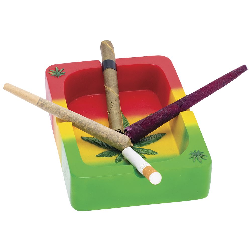 Fujima Rasta Hemp Leaf Playing Card Ashtray | 5.3" x 3.8"