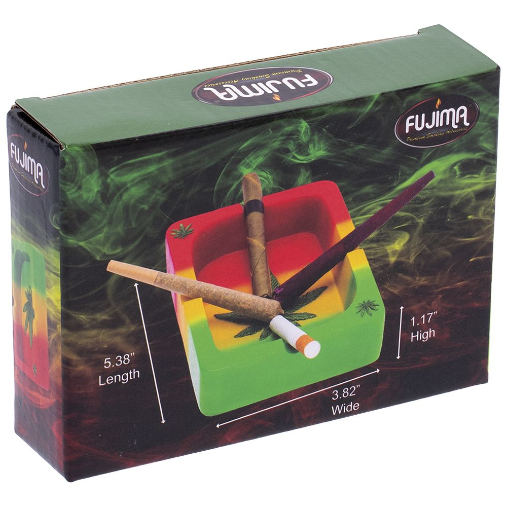 Fujima Rasta Hemp Leaf Playing Card Ashtray | 5.3" x 3.8"