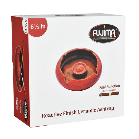 Fujima 6.5" Reactive Finish Ceramic Ashtray in Box - Front View