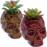 Fujima Skull Planter Reactive Glaze Ceramic Stash Jar | 4.5"