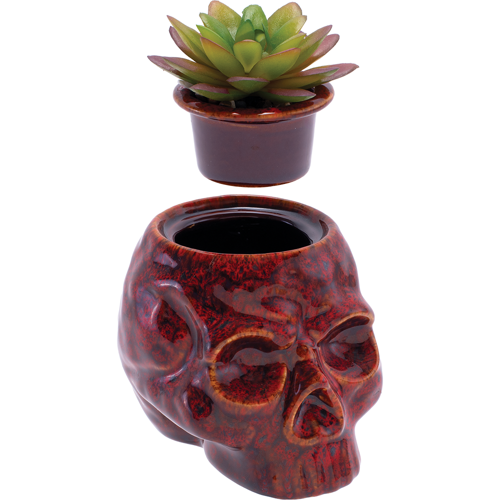 Fujima Skull Planter Reactive Glaze Ceramic Stash Jar | 4.5"