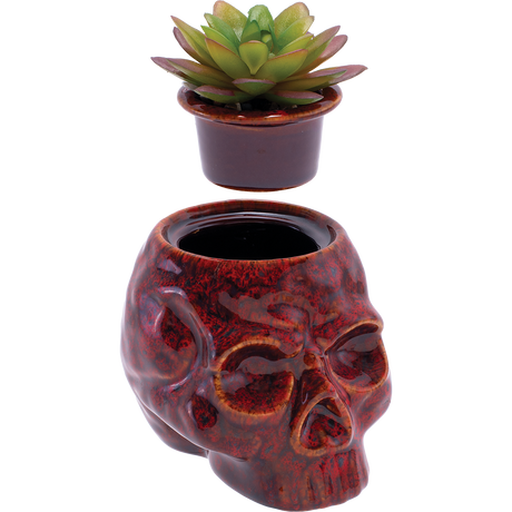 Fujima Skull Planter Reactive Glaze Ceramic Stash Jar | 4.5"