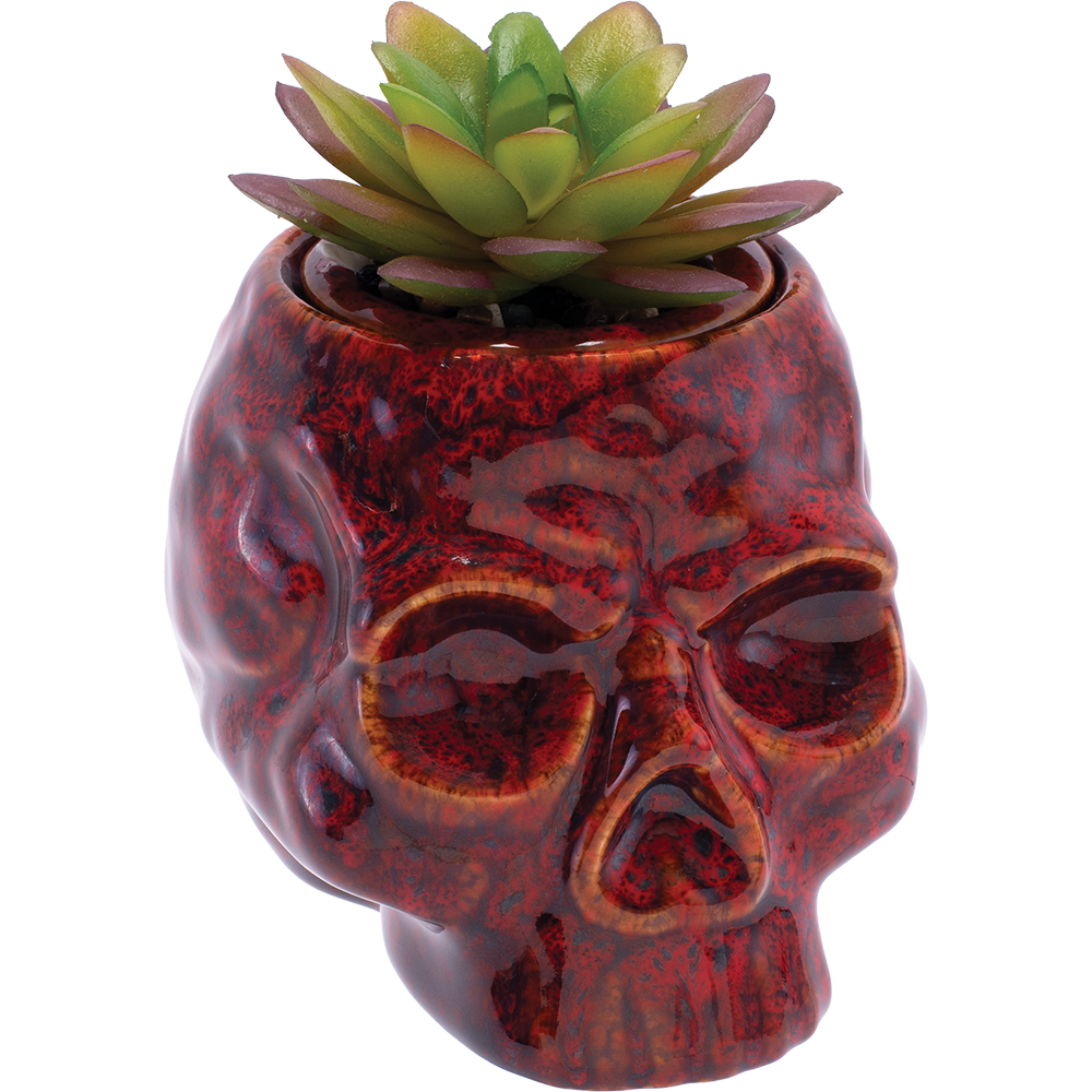 Fujima Skull Planter Reactive Glaze Ceramic Stash Jar | 4.5"