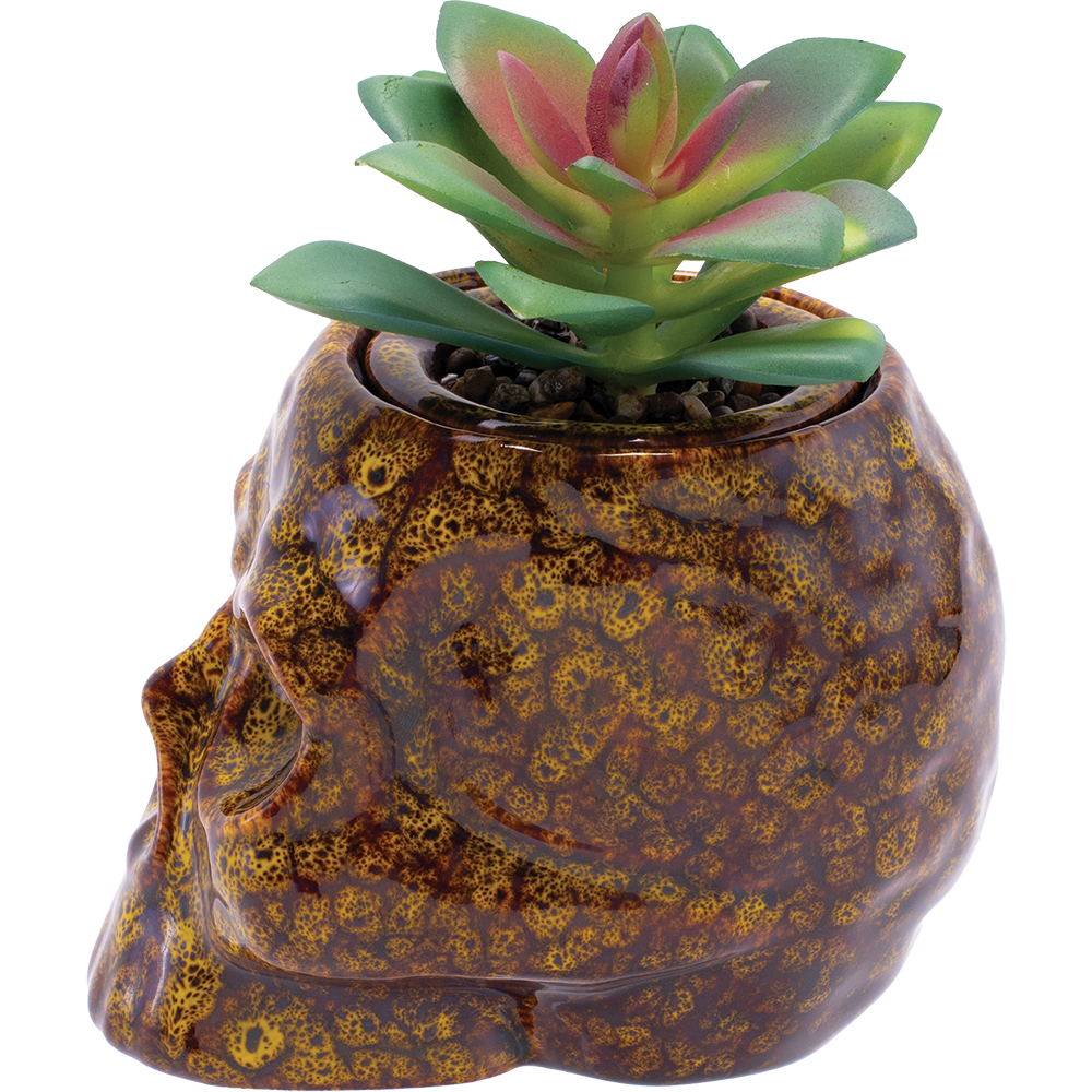Fujima Skull Planter Reactive Glaze Ceramic Stash Jar | 4.5"