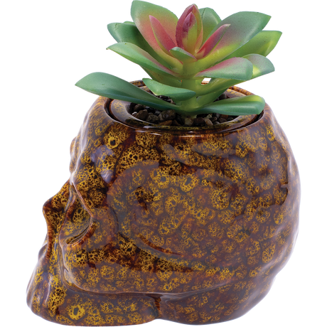 Fujima Skull Planter Reactive Glaze Ceramic Stash Jar | 4.5"
