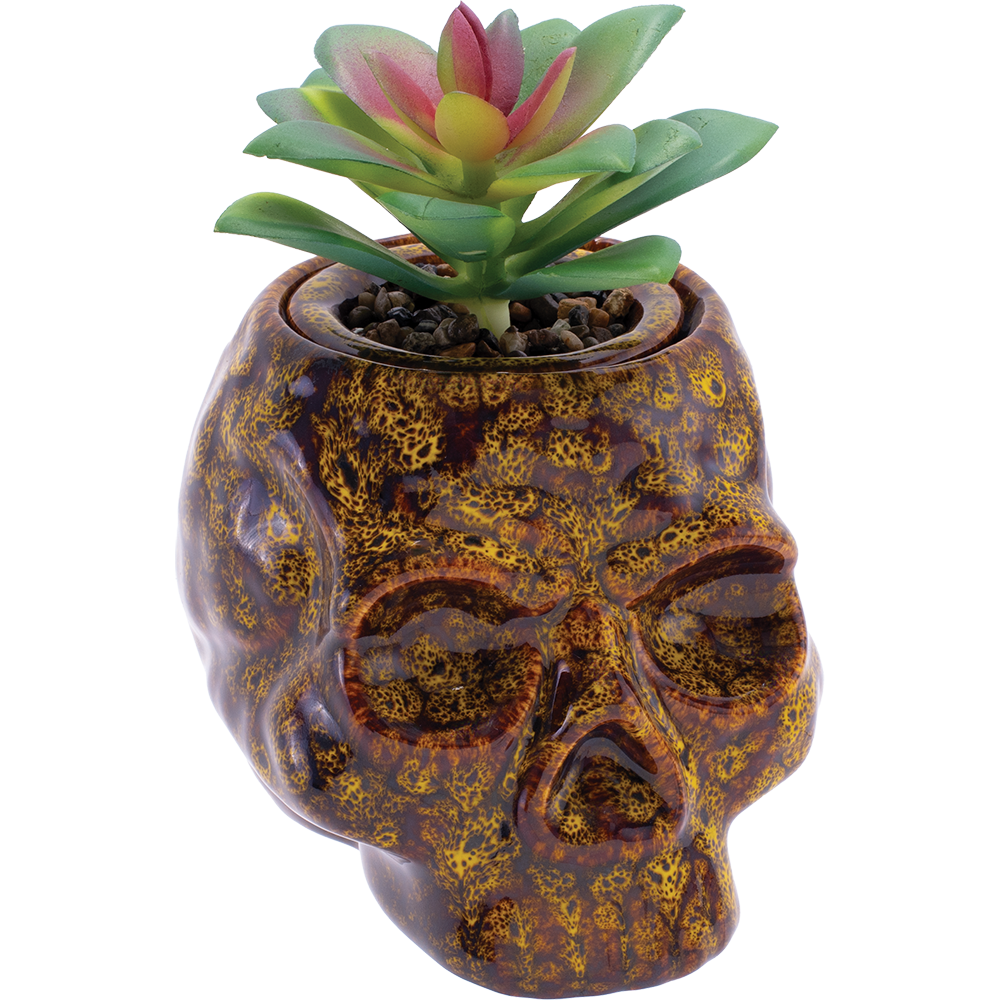 Fujima Skull Planter Reactive Glaze Ceramic Stash Jar | 4.5"