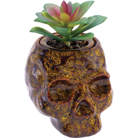 Fujima Skull Planter Reactive Glaze Ceramic Stash Jar | 4.5"