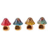 Fujima Small Glazed Mushroom Cone Ceramic Incense Burner | 2.75" | Assorted Colors | 6ct Display