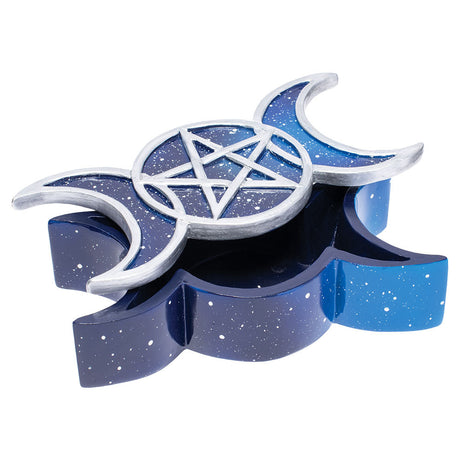 Fujima Triple Moon Polyresin Stash Box - 6" Top View with Celestial Design
