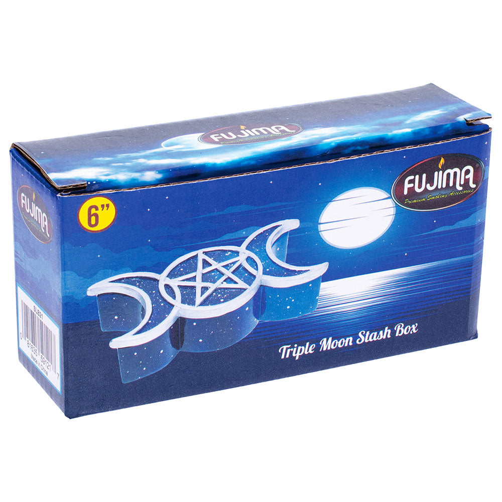 Fujima 6" Triple Moon Polyresin Stash Box packaging with celestial design