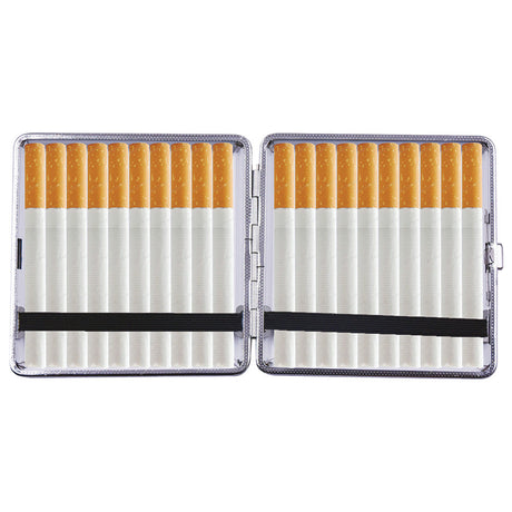 Fujima Trippy Leaves Metal Cigarette Case Open Front View with King Size Capacity