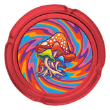 Fujima Trippy Mushroom Glass Ashtray with vibrant psychedelic design, top view