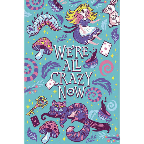 Fujima 'We're All Crazy Now' Tapestry featuring whimsical characters, 50"x78", in polyester