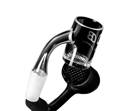 Dank Banger Waffle Bottom Banger Set with Spinning Cap & Terp Pearls, 14.5mm Joint, Angled View