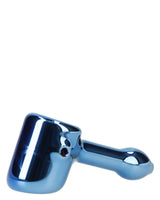 Fumed Blue Hammer Pipe, 4in Borosilicate Glass, Portable Design - Side View