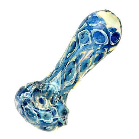 Fumed Bubble Weave Glass Hand Pipe, 4.25" Heavy Wall Borosilicate, Angled Side View