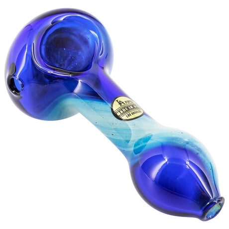 LA Pipes Fumed Galaxy Spoon Pipe with Swirling Blue Design, Small Borosilicate Glass