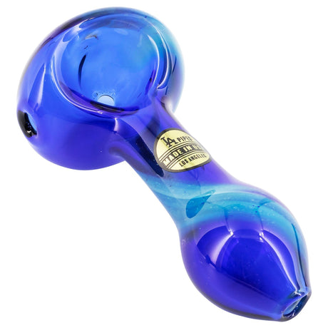 LA Pipes Fumed Galaxy Spoon Pipe, Small Borosilicate Glass, Top View on White Background