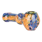 Lustrous Fumed Glass Spoon Pipe, 4.25" with Color Changing Design, Front View