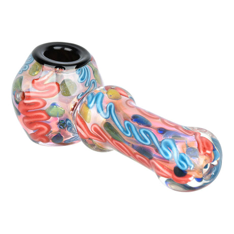 Lustrous Fumed Glass Spoon Pipe with Color Changing Design, 4.25" Length, Side View