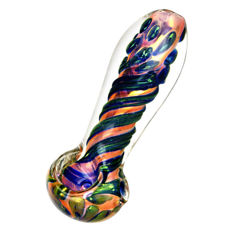 Fumed Glass Spoon Pipe with Twisted Vine Design for Dry Herbs, Borosilicate, 3.75"