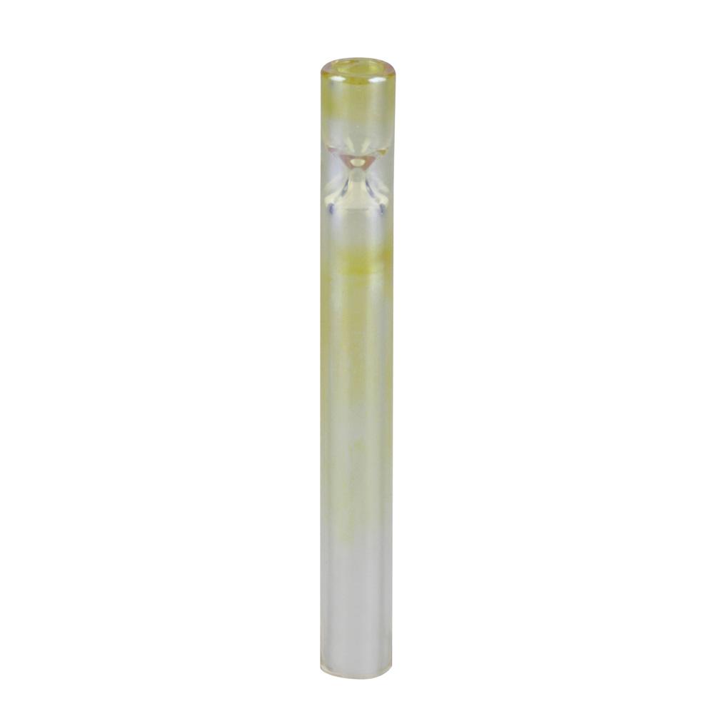Fumed Glass Taster chillum with color-changing design, front view on white background