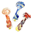 Assorted Fumed Jumbo Swirl Spoon Pipes made of Borosilicate Glass, 3" Length, Angled View