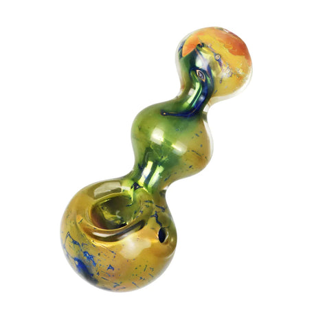 Fumed Nebula Bubbles Spoon Pipe, Borosilicate Glass, 4.25" Compact Size, Front View