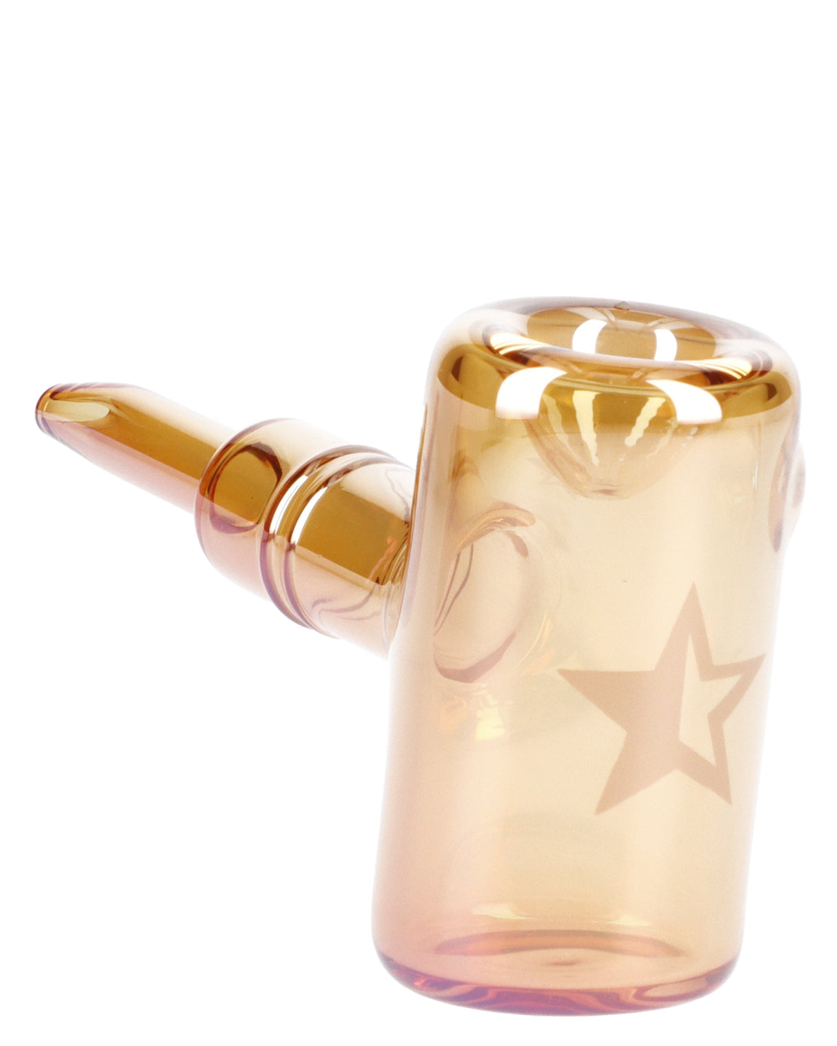 Fumed Orange Sherlock Pipe - 5in, handcrafted with star design, side view on white background