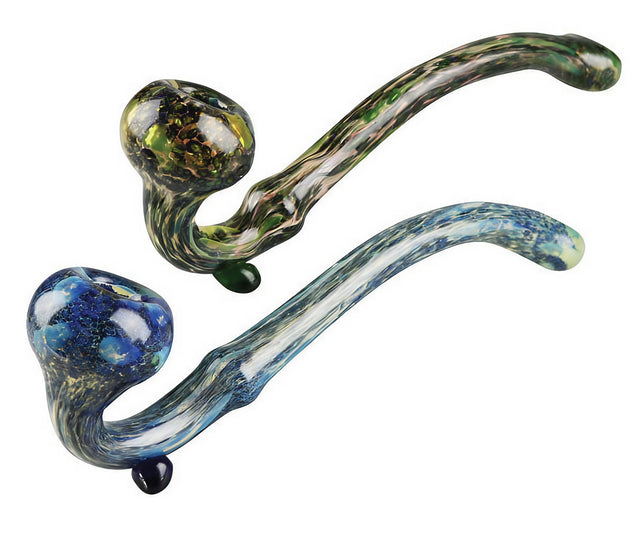 Fumed Sherlock Glass Pipes with Intricate Design, 8.5" Borosilicate, For Dry Herbs