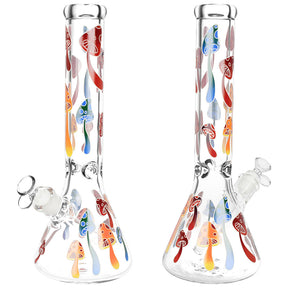 Fungiluminescent Glow in the Dark Beaker Bongs, 14mm F, Front and Side Views