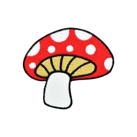 Vibrant Fly Agaric Mushroom Iron-On Patch, 2.75" x 2.5", Embroidery Detail