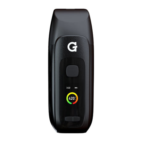 G Pen Dash+ Dry Herb Vaporizer in Black, 1800mAh battery, front view with digital display