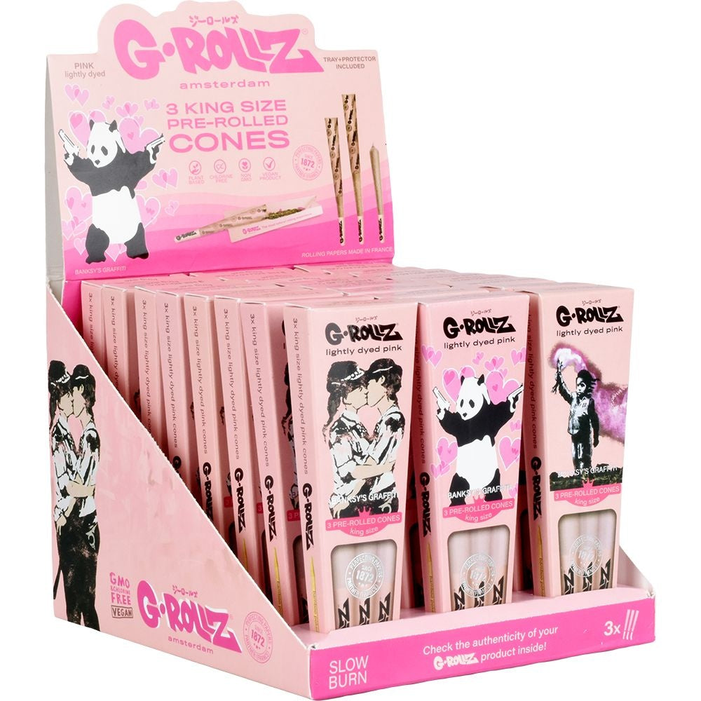 G-ROLLZ x Banksy's Graffiti Pre-Rolled Cones | 3pc | King Size | 24pk Display