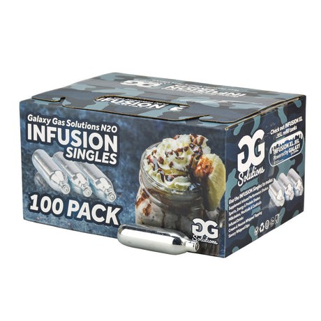 Galaxy Gas Infusion Cream Chargers 100pc Box, front view, for flavored culinary creations