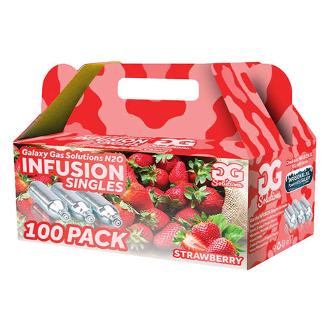 Galaxy Gas Infusion Cream Chargers 100pc Box with Strawberry Flavoring - Front View