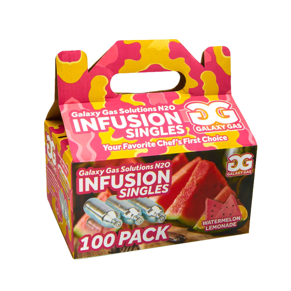 Galaxy Gas Infusion Cream Chargers, 100pc Box, Watermelon Lemonade Flavor, Front View