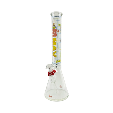 MAV Glass Game Time 9mm 18" Beaker Bong with Sports Theme Design - Front View
