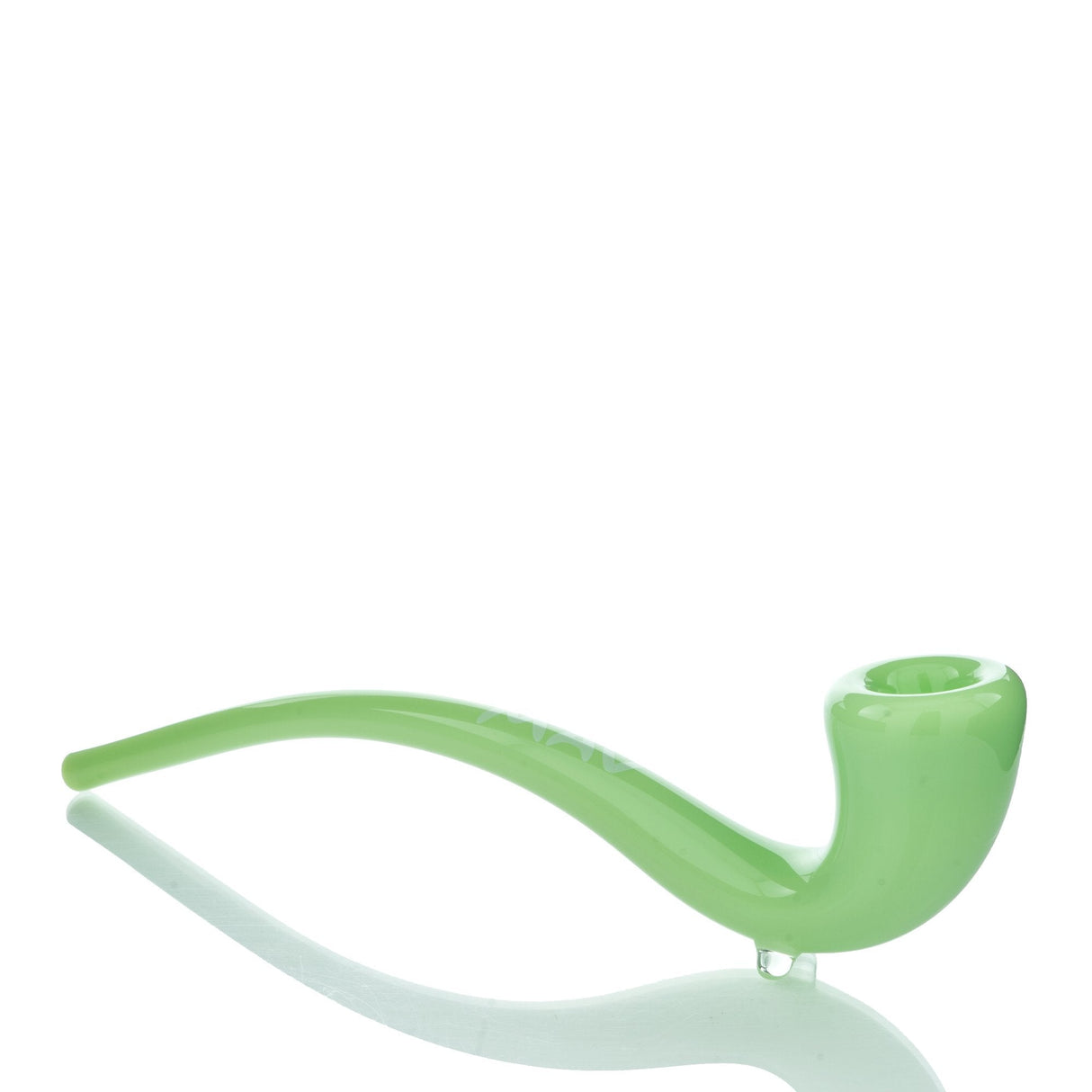 MAV Glass Gandalf Pipe in Lime Green, Long Curved Stem, Side View