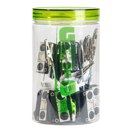 Gator Klips Boom Box Memo Clip jar with 14 silicone and steel clips for rolling accessories