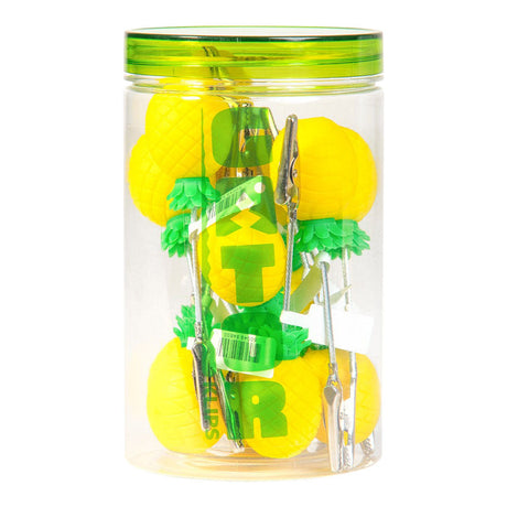 Gator Klips Pineapple Memo Clip in a 14pc Jar, 4.5" silicone & steel, ideal for organizing rolling accessories