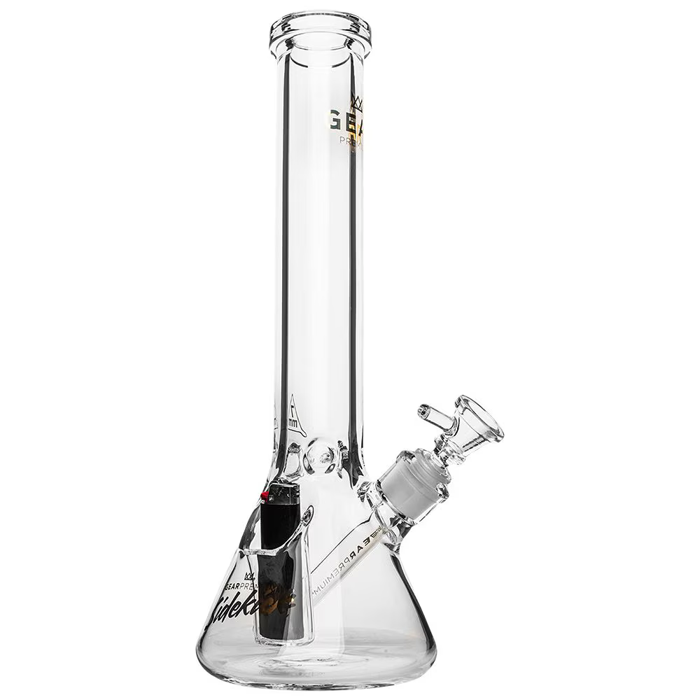 Gear Premium Sidekick Glass Beaker Water Pipe | Clear | 15" | 14mm F | Licensed Gift Box Included