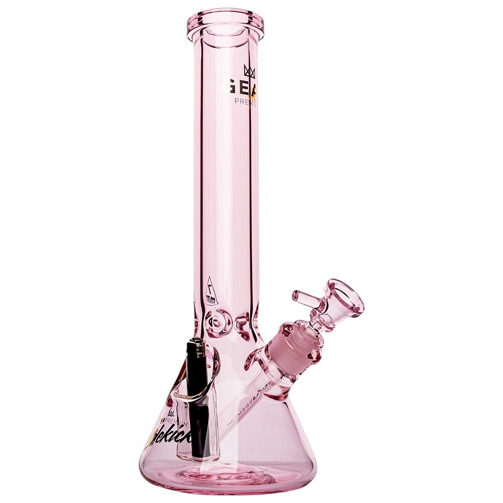 Gear Premium Sidekick Glass Beaker Water Pipe | Pink | 15" | 14mm F | Licensed Gift Box Included