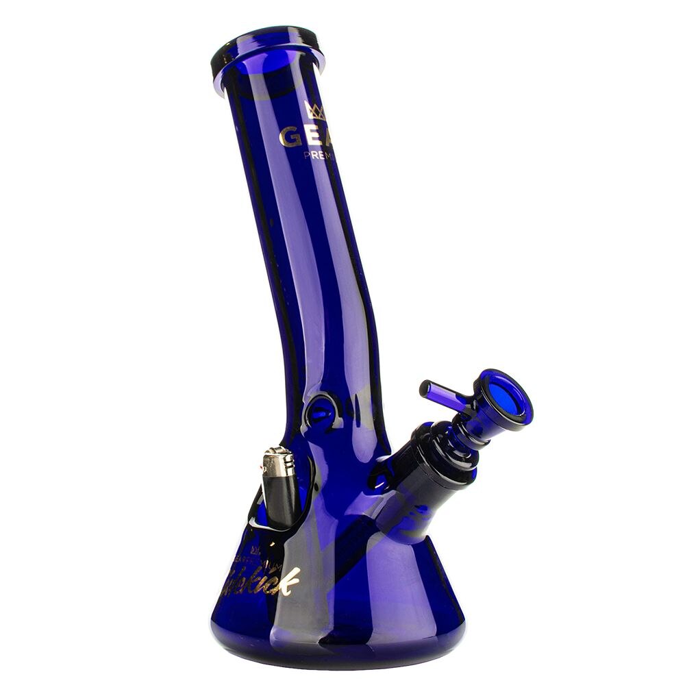 Gear Premium Sidekick Laid Back Glass Beaker Water Pipe | Blue | 12" | 14mm F | Licensed Gift Box Included