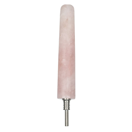 Gemstx 5" Elegant Pink Gemstone Dab Straw, Durable 10mm Titanium Tip - Front View