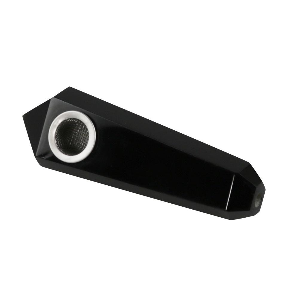 Gemstx Gemstone Hand Pipe in black, angled side view on a seamless white background