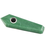 Gemstx Gemstone Hand Pipe in polished green jade, side view on a white background