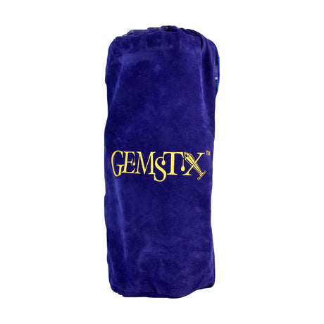GEMSTX Solventless Rosin Extractor in blue velvet case with gold logo, front view