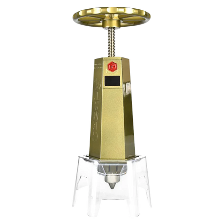 GEMSTX Solventless Rosin Extractor in steel with organic material press, front view on white background