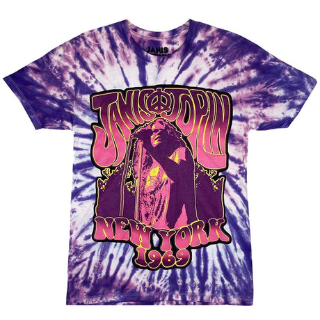 Get Down Art Janis Joplin Groovy Tie-Dye T-Shirt with Microphone Graphic, Front View
